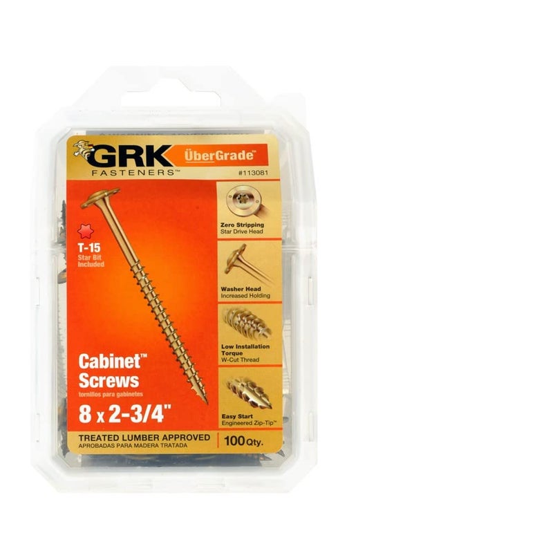 GRK 113081#8 x 2-3/4" Low Profile Cabinetâ„¢ Screws 100 Count - Image 1